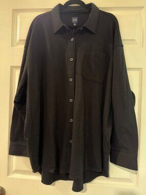 Gap Mens Black Button-Up Shirt XXL Cotton Blend New With Tags